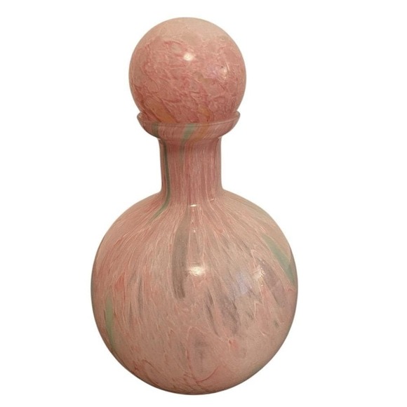 Vintage Made in Italy Pink Swirl Art Glass Decanter with Stopper Murano Style - Picture 4 of 6
